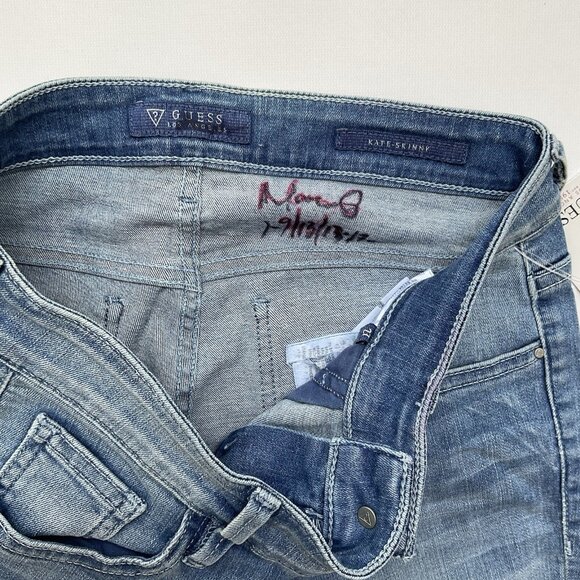 Guess Women’s Kate Skinny Low Rise Jeans Light Blue Studded Pocket Size 27 - Picture 7 of 13